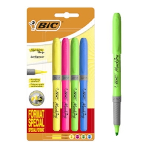 Zakreślacz BIC Highlighter Grip Special Format  Neonowe Blister 4 Kolory