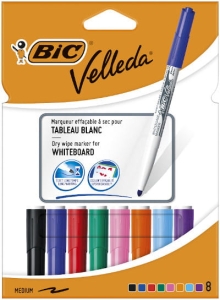 Marker BIC Velleda 1741 Suchościeralny 8 Kolorów Okrągła Końcówka Pudełko