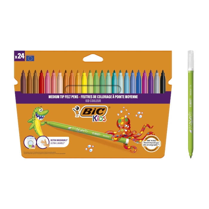 Flamastry BIC Kids Kid Couleur Pudełko 24 Różne Kolory Do Szkoły Domu