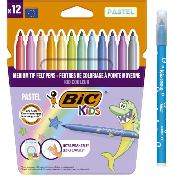 Flamastry BIC Kids Kid Couleur Pastel Pudełko 12 Różnych Kolorów