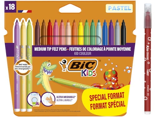 Flamastry  BIC Kids Kid Couleur Pastel Pudełko 18 Różnych Kolorów