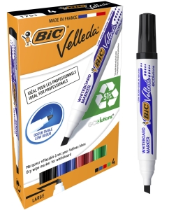Marker Suchościeralny Bic Ścięta Końcówka 4 Różne Kolory Do Tablic
