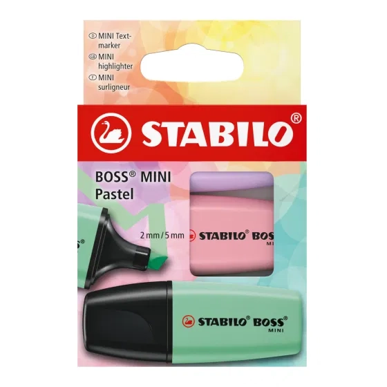 Zakreślacz STABILO BOSS MINI Pastelowe Kolory Etui Kartonowe 3 Sztuki