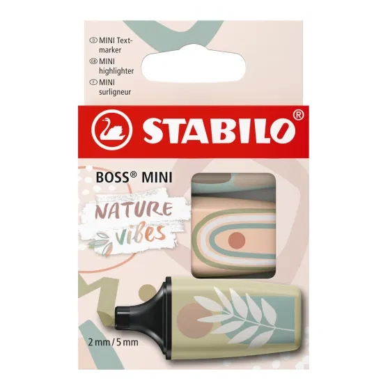 Zakreślacz STABILO BOSS MINI Nature Vibes Etui 3 Sztuki Różne Kolory