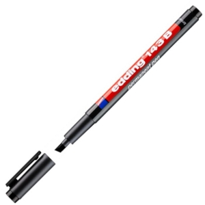 Foliopis Permanentny Edding Szeroki 143B Ścięta Końcówka 1-3mm Czarny