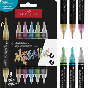 Markery Akrylowe Black Edition Shake&Paint 6 Kolorów Metalik Faber-Castell