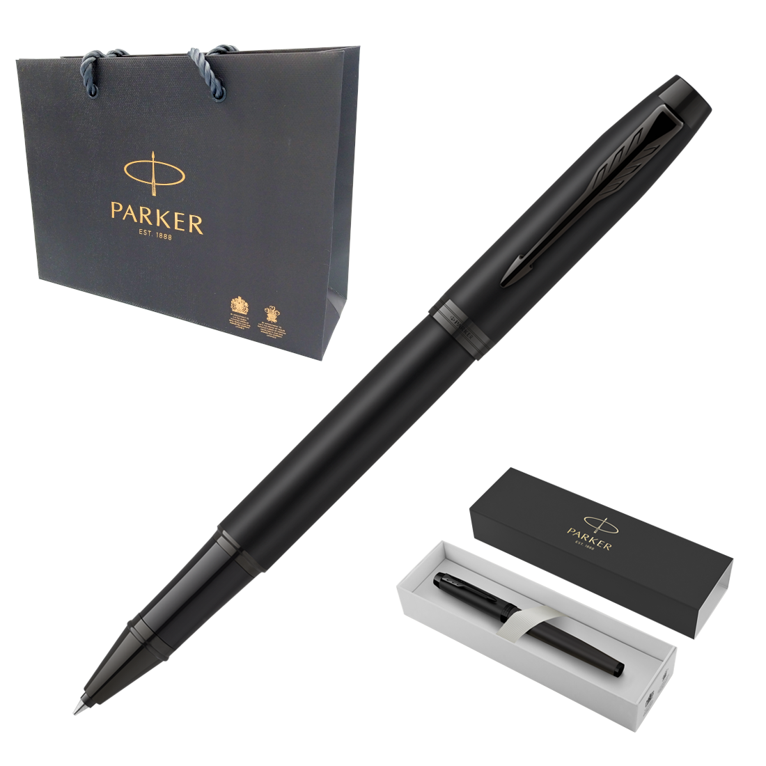 Pióro Kulkowe Parker IM Achromatic Black Czarne Końcówka F + Etui + Torebka