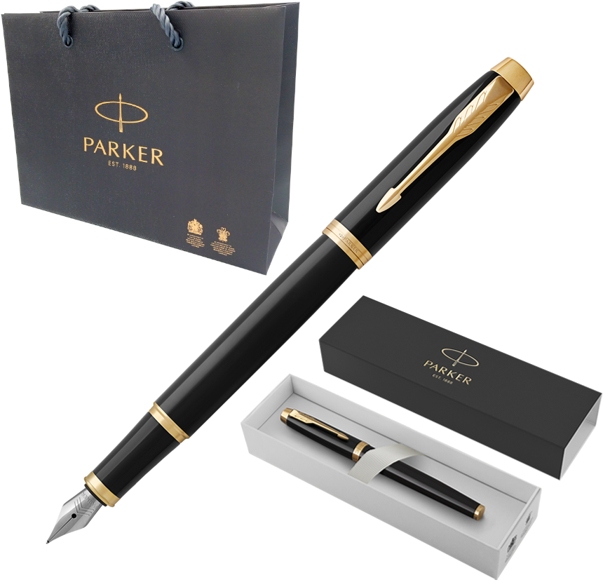 Pióro Wieczne Parker IM Czarne GT Złote Wykończenie + Etui + Torebka