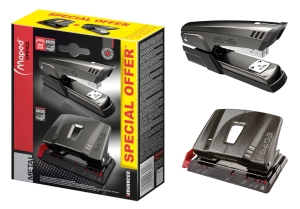 Zestaw Zszywacz i Dziurkacz MAPED 25 Kartek Advanced Grafitowy Pudełko