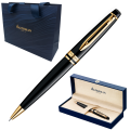Długopis Waterman Expert Deluxe Szeroki Czarny Pozłacany + Etui + Torebka