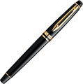 Pióro Wieczne Waterman Expert Szerokie Czarne Pozłacane + Etui + Torebka