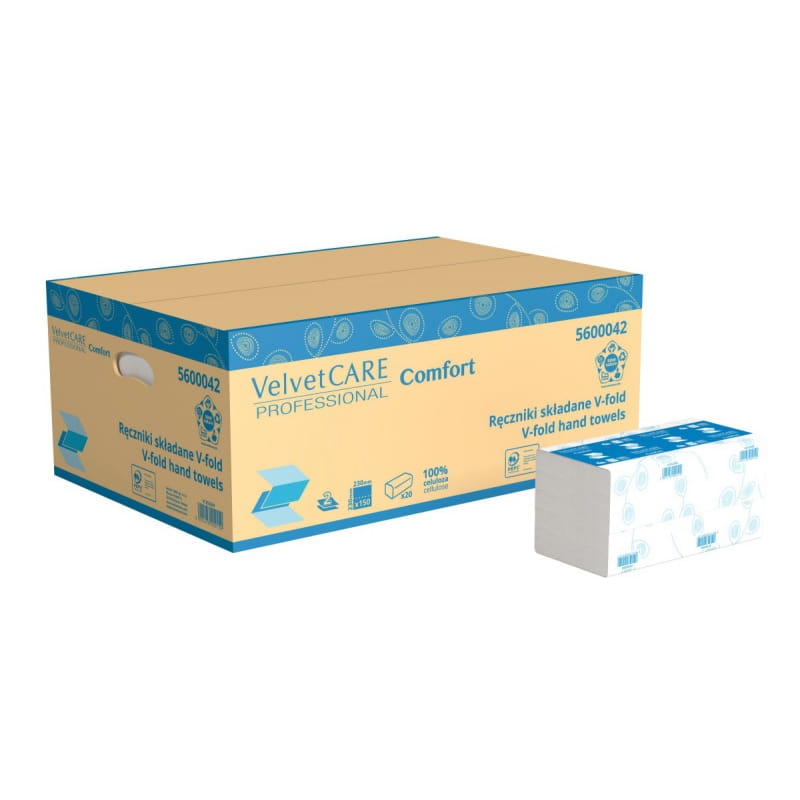 Ręczniki Składane ZZ Celulozowe Velvet 2 Warstwy 3000 Listków Białe Karton