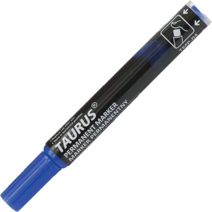 Marker Permanentny Taurus Z Tłoczkiem Okrągły Niebieski TMP-04