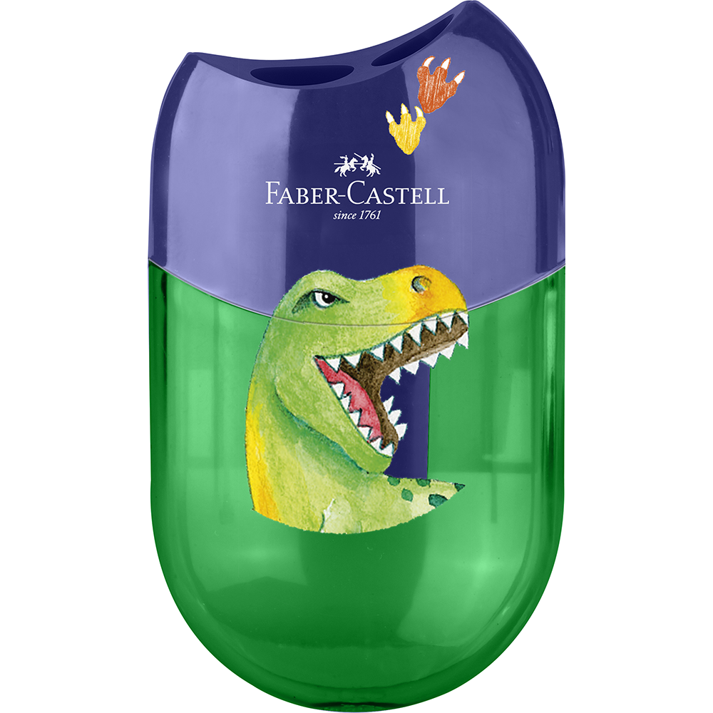 Temperówka Podwójna Standard + Jumbo Zielona Dinozaury Faber-Castell
