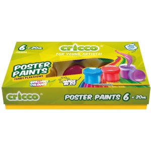 Farby Plakatowe Szkolne Cricco 20ml 6 Kolorów Do Szkoły i Zabawy