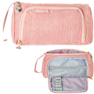 Piórnik Saszetka Dwukomorowa Z Klapką Pelikan Homeoffice Rose Różowa