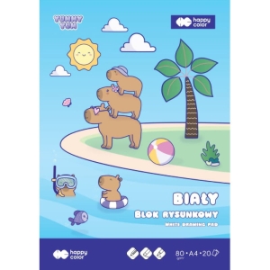 Blok Rysunkowy Biały A4 20 Arkuszy Kapibara Yummy Yum 80g Happy Color