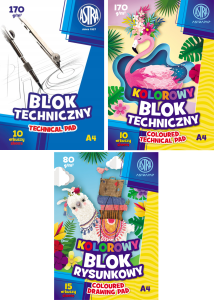 Zestaw Bloków Technicznych + Rysunkowych A4 Astra 3 Sztuki Komplet