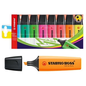Zakreślacz Stabilo Boss Komplet 8 Kolorów W Etui Plastikowym