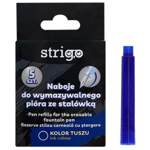 Naboje Do Pióra Wiecznego Wymazywalnego Strigo Niebieskie 5 Sztuk W Opakowaniu