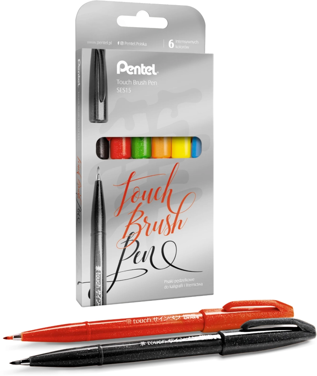 Pisaki Pędzelkowe Brushe  Sign Pen Pentel SES15C-ST6ABDFGSPL 6 Kolorów Do Liternictwa