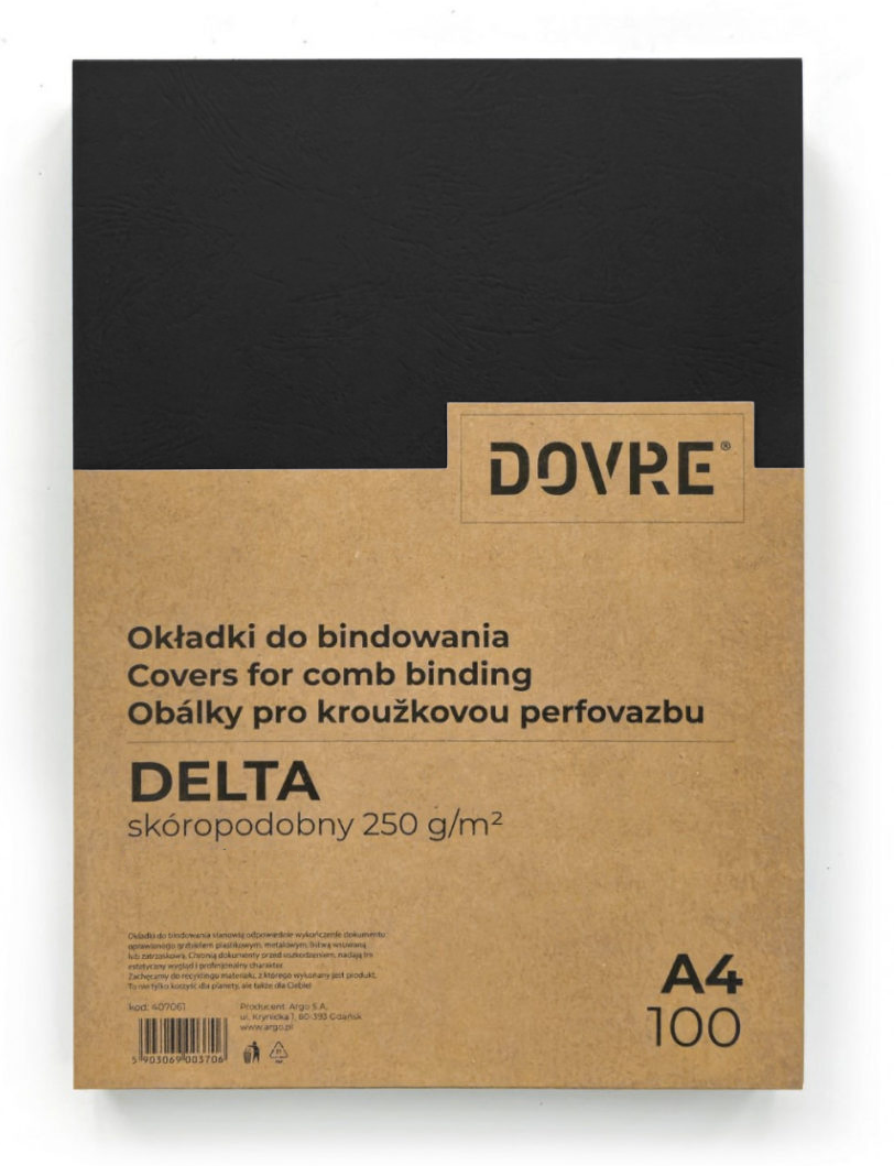 Okładka Do Bindowania Skóropodobna A4 Delta 100 sztuk Czarny Argo Dovre