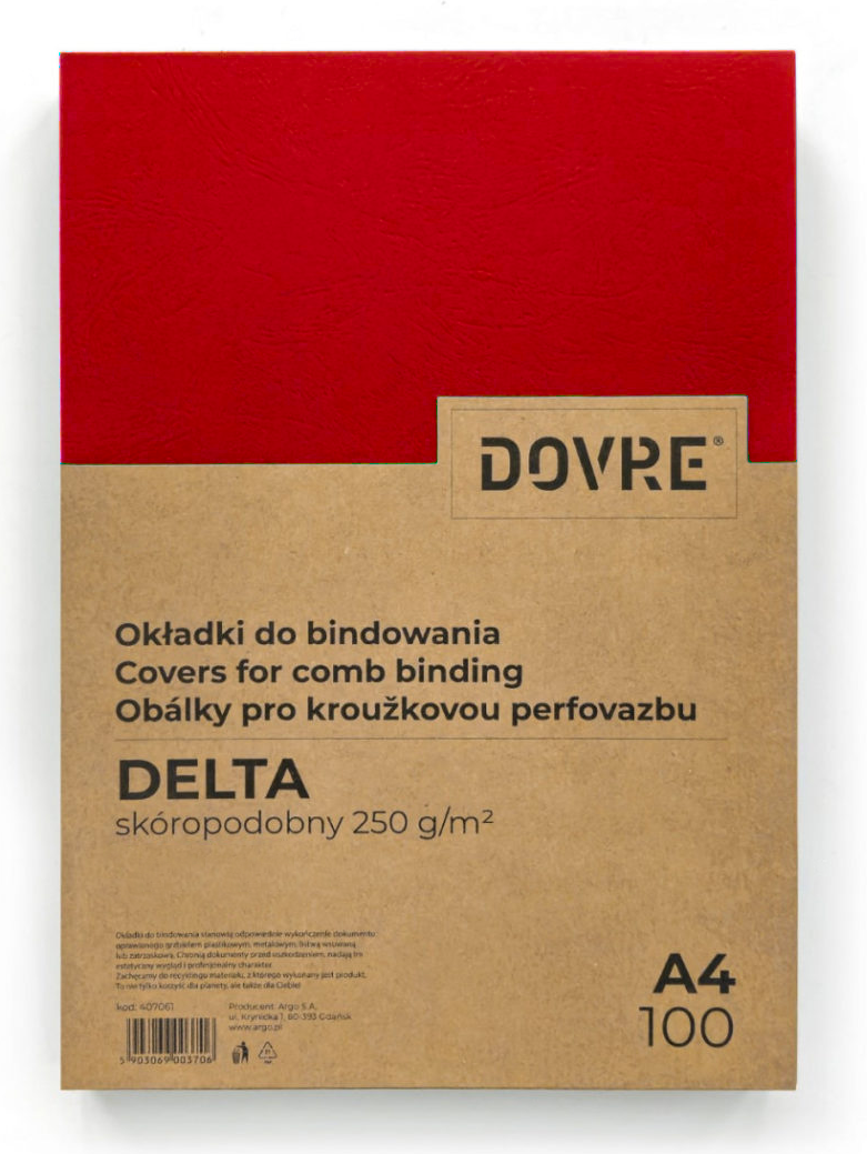 Okładka Do Bindowania Skóropodobna A4 Delta 100 sztuk Czerwony Argo Dovre