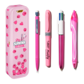 Zestaw Piśmienniczy Różowy BIC Ołówek Długopisy Zakreślacz W Metalowym Etui