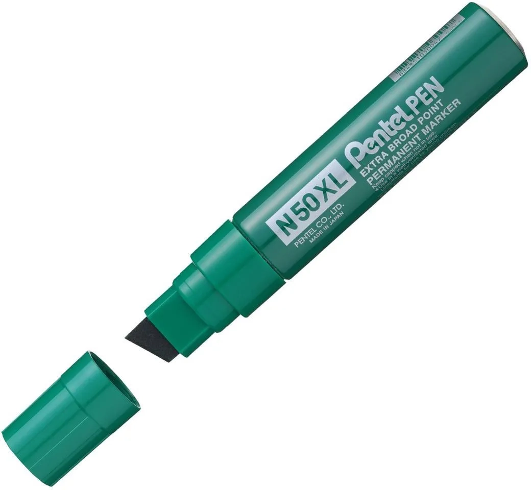 Marker Permanentny Pentel N50XL Zielony Ścięta Końcówka Wodoodporny
