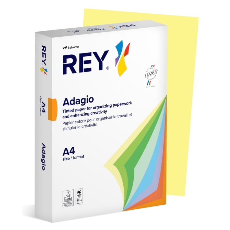 Papier Ksero REY ADAGIO A4 80gsm Kanarkowy Żółty Pastelowy 500 Akruszy