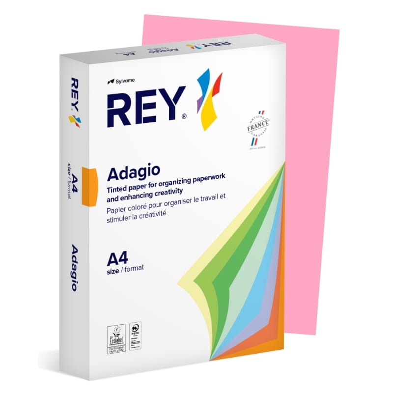 Papier Ksero REY ADAGIO A4 80gsm Różowy Pastelowy 500 Akruszy
