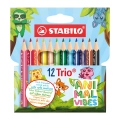 Kredki Drewniane Stabilo Trio Grube Krótkie Animal Vibes 12 Różych Kolorów