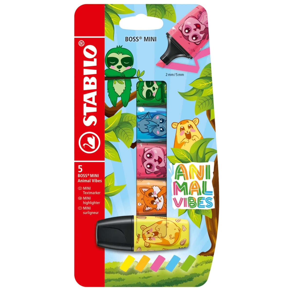 Zakreślacze Stabilo Boss Mini Animal Vibes Set 5 Sztuk Zwierzątka