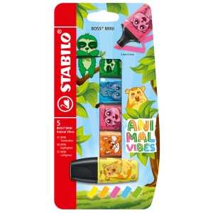 Zakreślacze Stabilo Boss Mini Animal Vibes Set 5 Sztuk Zwierzątka