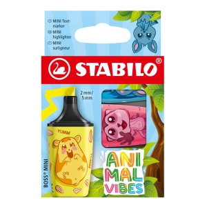 Zakreślacze Stabilo Boss MiniAnimal Vibes Set 3 Sztuki Zwierzątka