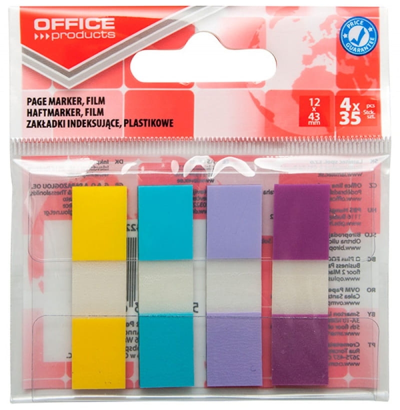 Zakładka Indeksująca Office Products 12x43mm 4x35 Kartek Różne Kolory