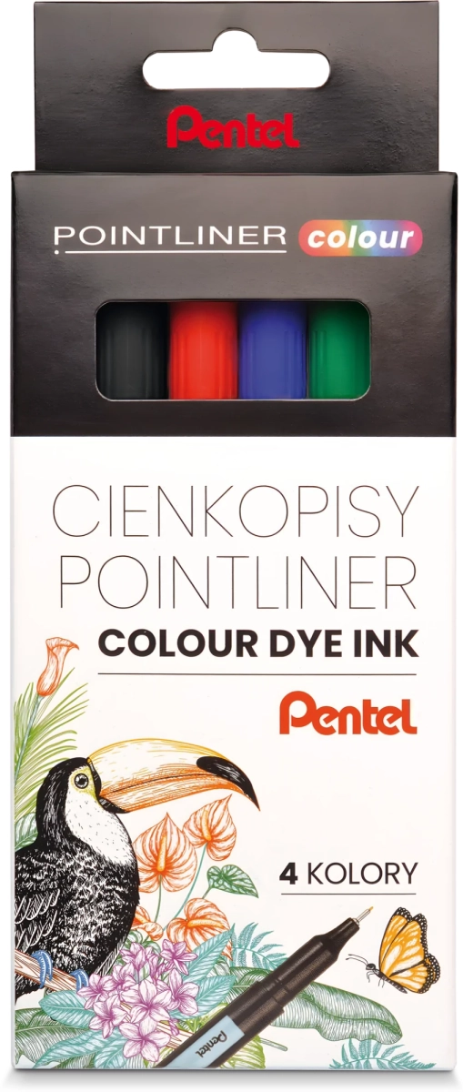 Zestaw Cienkopisów Kreślarskich Pentel Pointliner 0,4mm 4 Różne Kolory