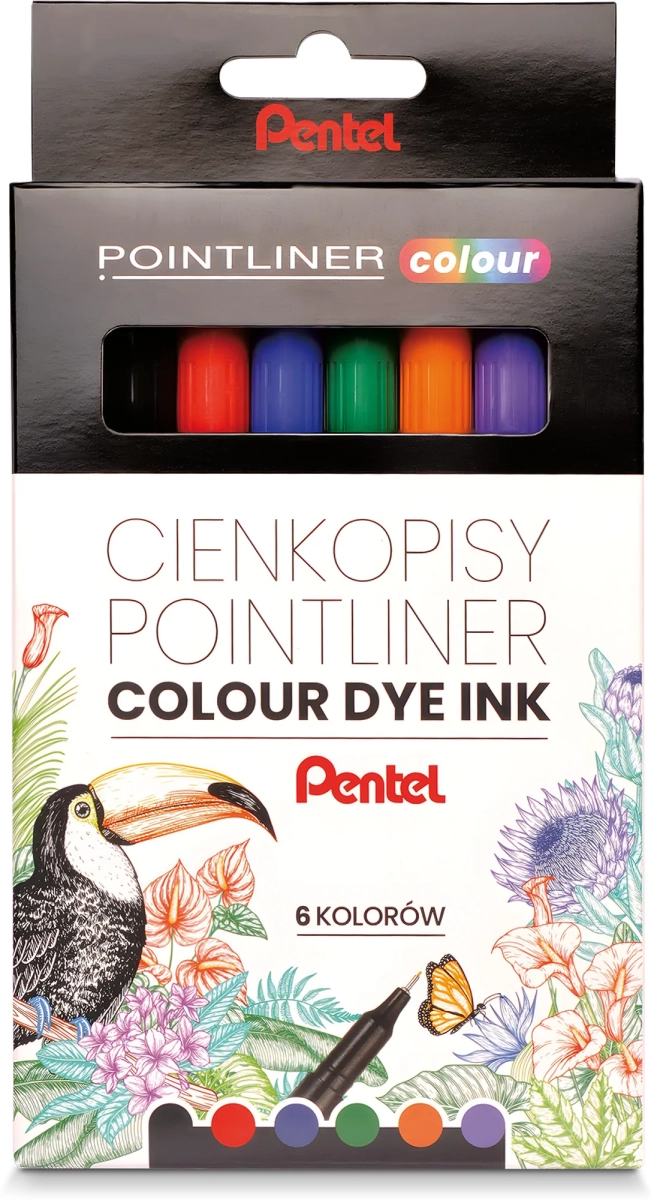 Zestaw Cienkopisów Kreślarskich Pentel Pointliner 0,4 mm 6 Różnych Kolorów