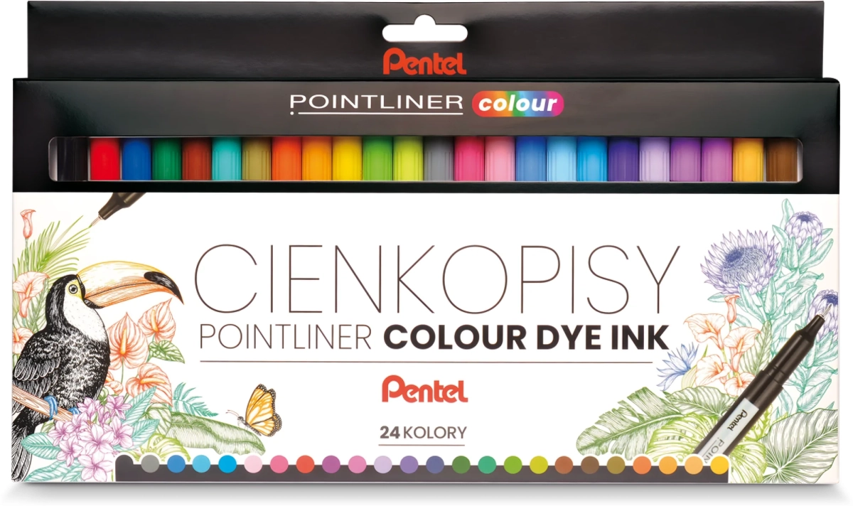 Zestaw Cienkopisów Kreślarskich Pentel Pointliner 0,4 mm 24 Różne Kolory