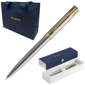 Długopis Waterman Impression M 2225495 Stalowy Pozłacany + Etui + Torebka