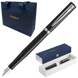 Pióro Wieczne Waterman Impression F Czarne Z Palladem + Etui + Torebka