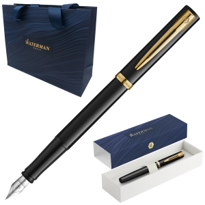 Pióro Wieczne Waterman Impression F Czarne Pozłacane + Etui +Torebka