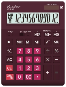 Kalkulator Vector VC-12 WR Bordowy 12 Pozycyjny 155x209x34,7mm