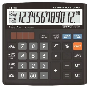 Kalkulator Vector VC-500VIII Czarny 12 Pozycyjny 130x128x30mm