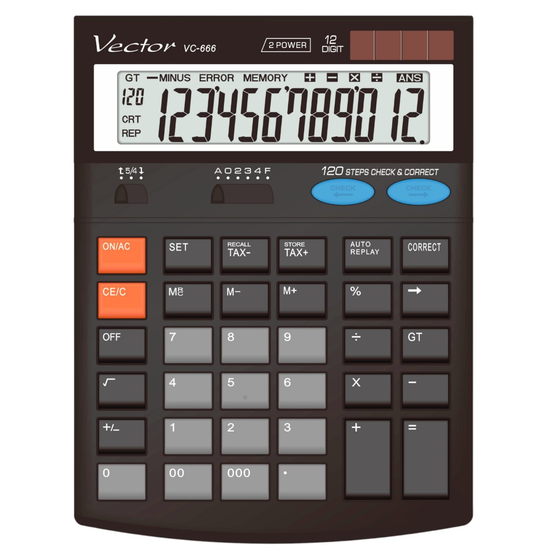 Kalkulator Vector VC-666 Czarny 12 Pozycyjny 187x141x40mm