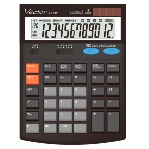 Kalkulator Vector VC-666 Czarny 12 Pozycyjny 187x141x40mm
