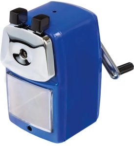 Temperówka Na Korbkę FIORELLO GR-5000 Niebieska Metalowa Pojemnik Na Ścinki