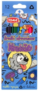 Kredki Trójkątne Kredzio 12 Różnych Kolorów Toma Intensywne Kolory