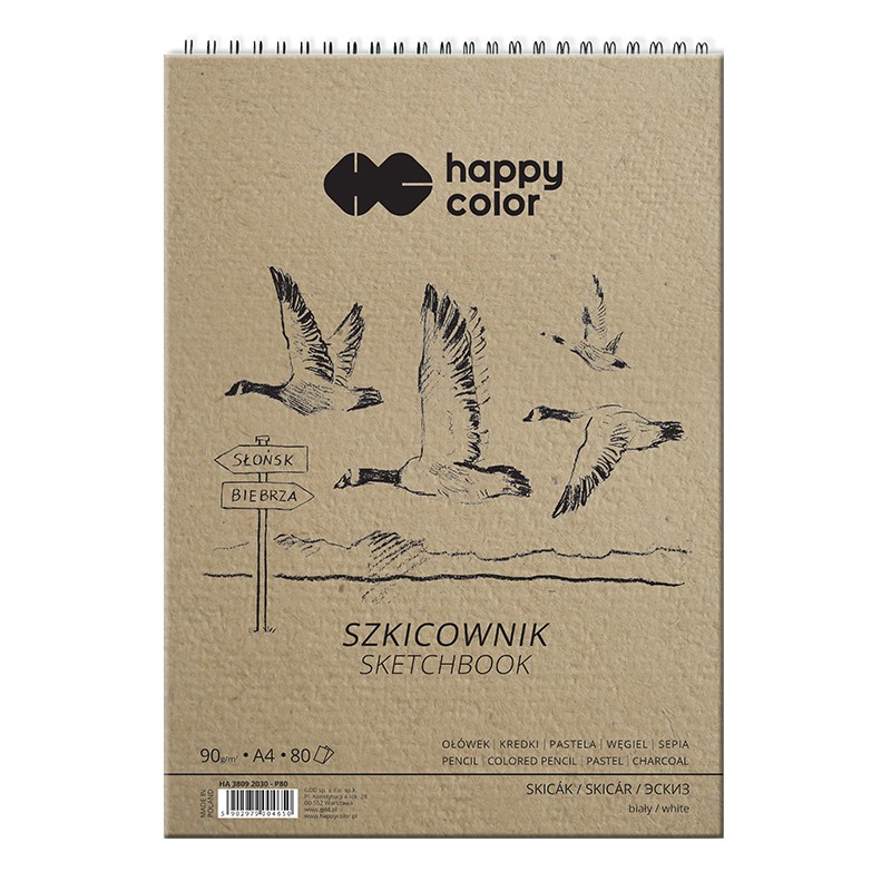 Szkicownik Na Spirali Ptaki A4 Biały 80 Arkuszy 90g Happy Color