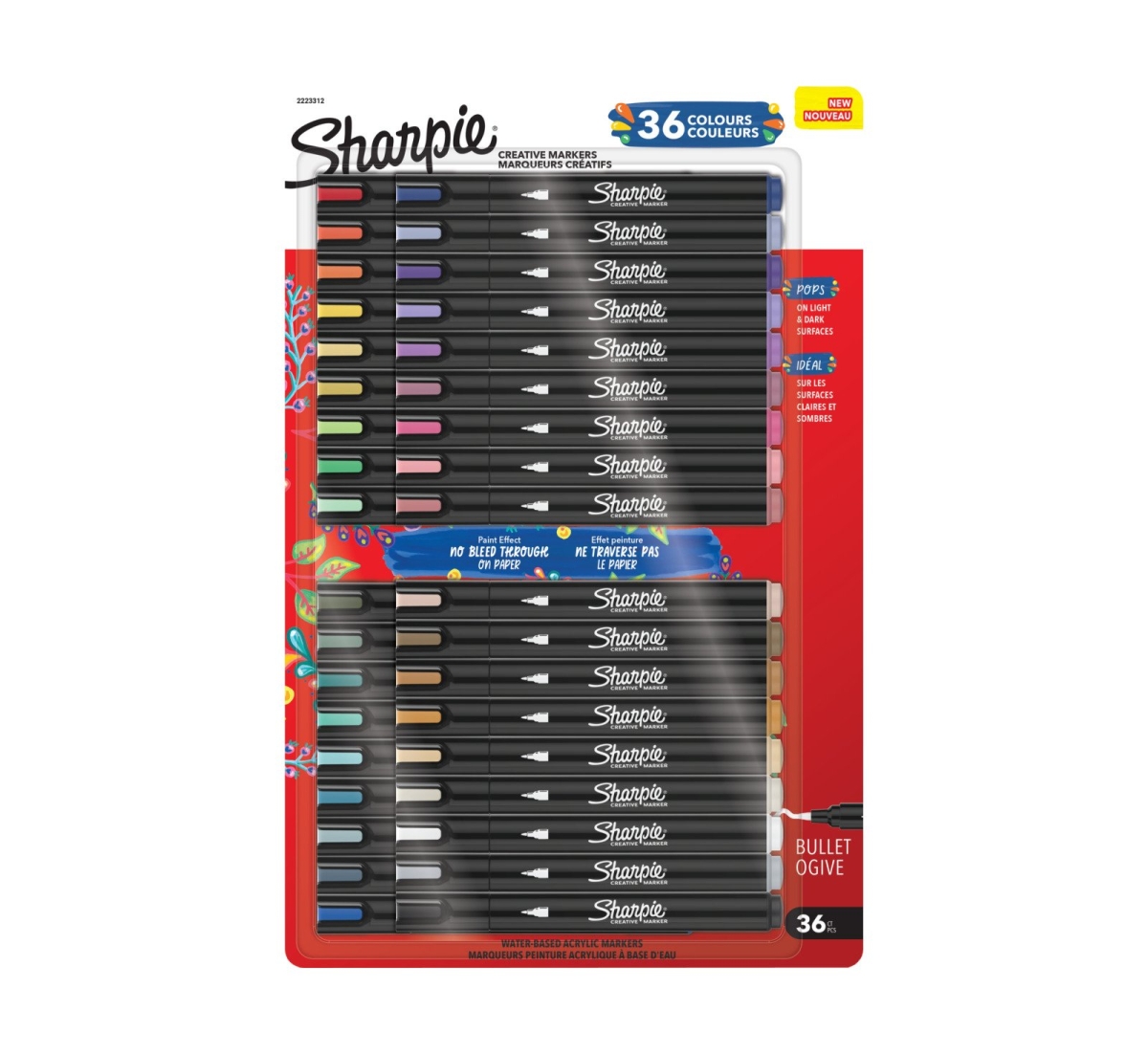 Marker Akrylowy Kreatywny Sharpie Końcówka Stożkowa 36 Sztuk Różne Kolory